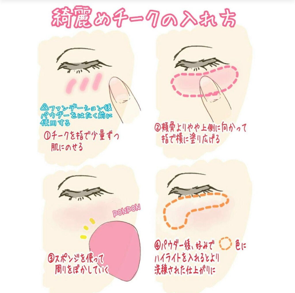 「ジュワッと可愛いクリームチークの塗り方!面長・丸顔・ブラシ・スポンジ|おすすめ人気アイテム紹介」の画像(#131597)