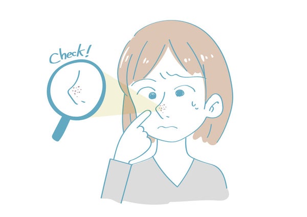 鼻に角栓がある女性のイラスト