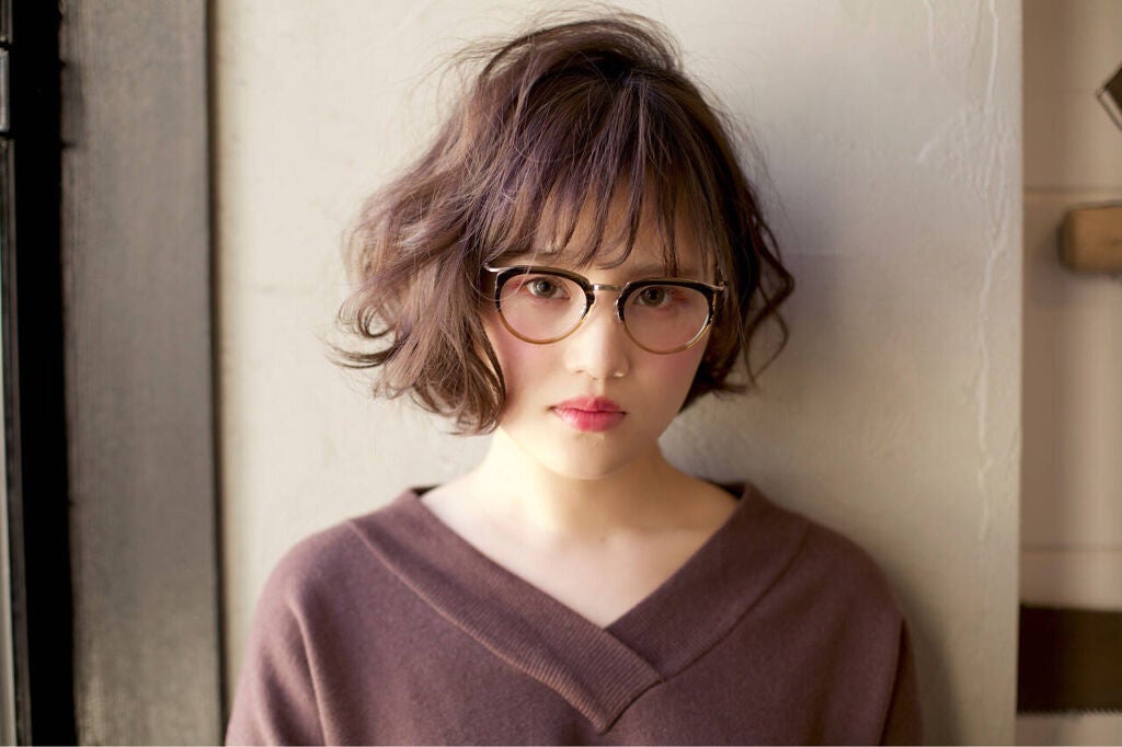 パーマありのボブヘア