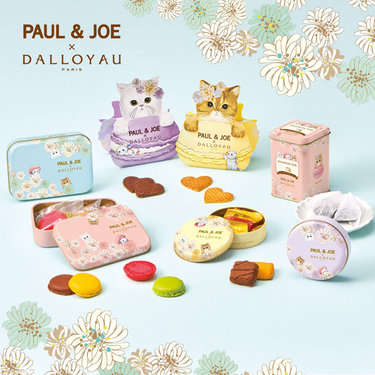 “PAUL ＆　JOE”と“DALLOYAU”のコラボレーション第2弾！

PAUL & JOEのデザイナー・ソフィーの愛猫ジプシーとヌネット、
ダロワイヨのジョセフィーニャ。
３匹の猫たちが、マカロン