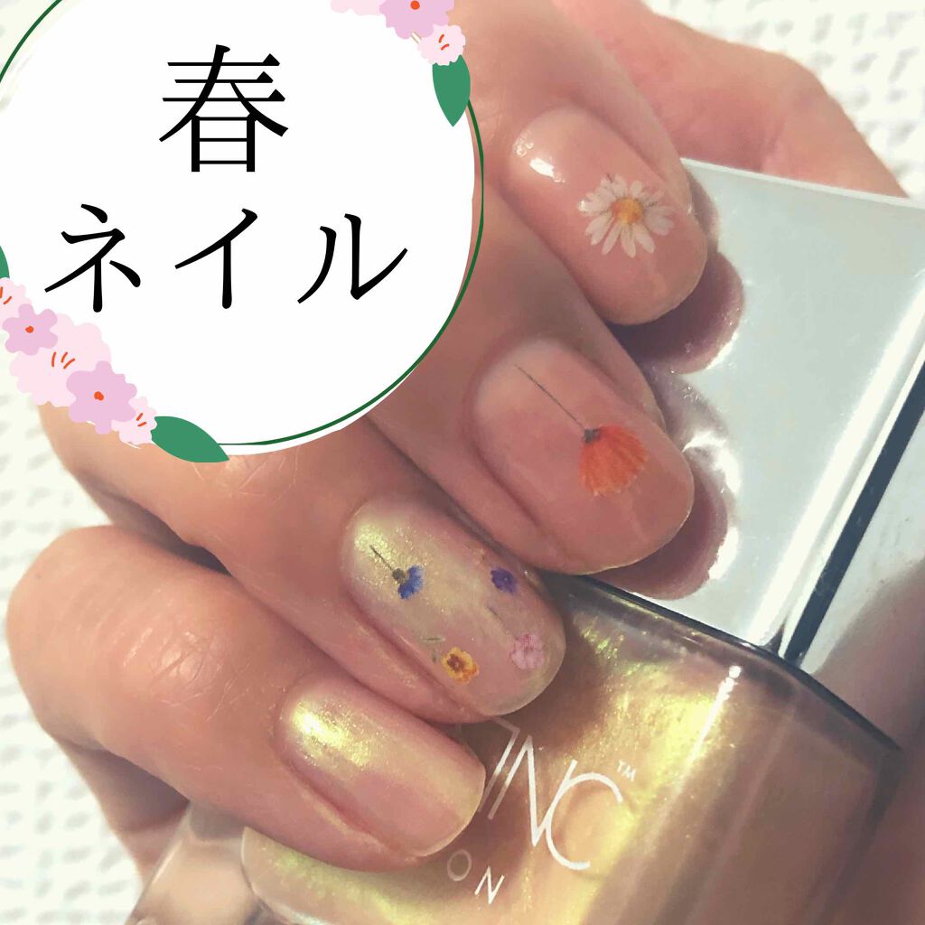 nails inc. シャンパン シャイン ネイルポリッシュ デュオ キットのクチコミ「LIPSで見てからずっとやりたかった、しずくウォーターネイルシールを使った春ネイル🌷︎

やっ.....」（1枚目）