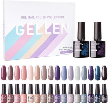 Gellen Gellen ジェルネイル 16色セット UV/LED対応 ポリッシュタイプ ベーストップ付き