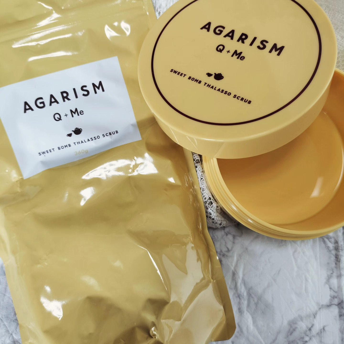 Q+Me スウィートボムタラソスクラブレモンティーの香り/AGARISM/バストケア・ヒップケアを使ったクチコミ（1枚目）