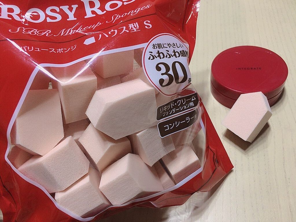 バリュースポンジN ハウス型タイプS 30P/ロージーローザ/パフ・スポンジを使ったクチコミ(1枚目)