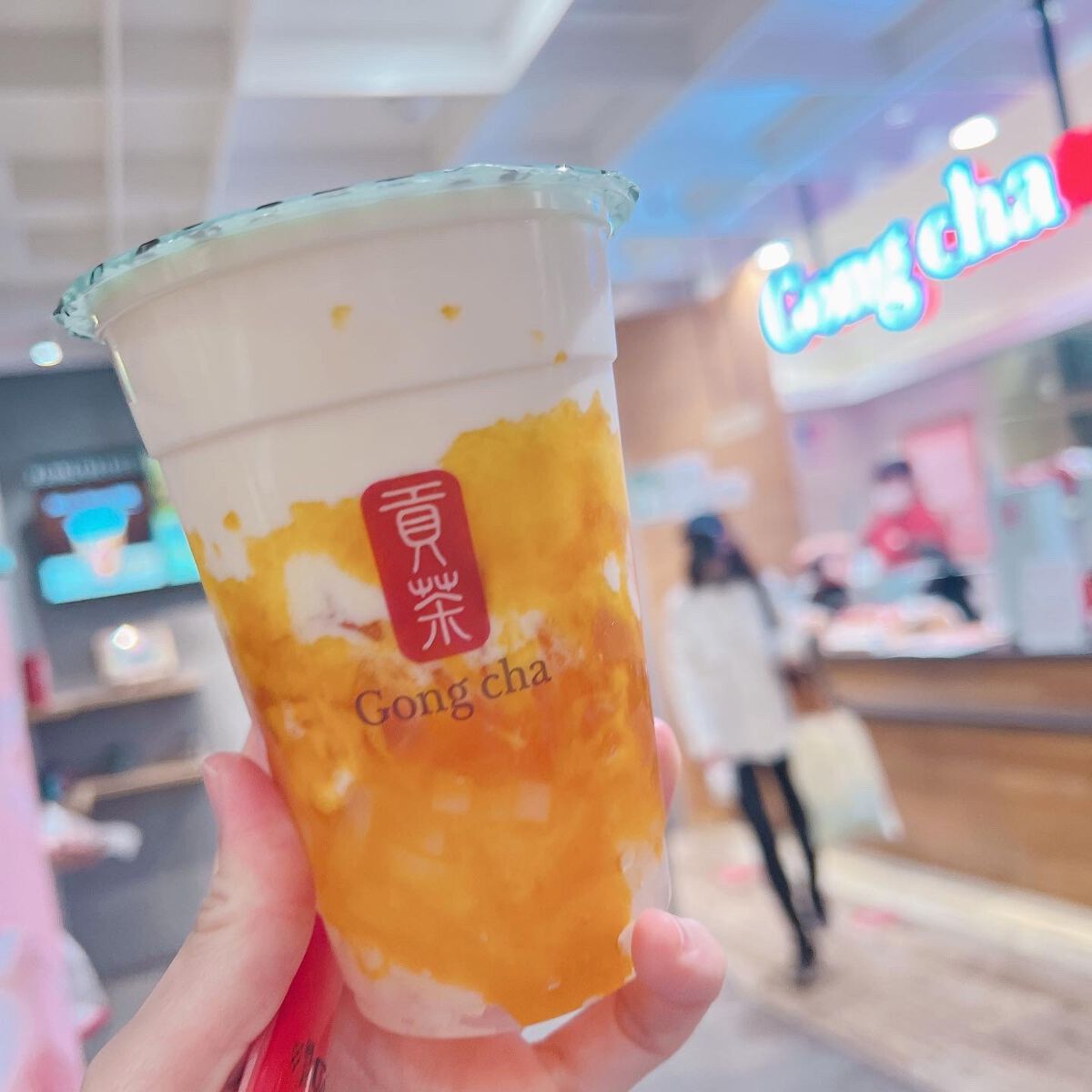 甘夏マンゴーミルクティー/Gongcha(ゴンチャ)/ドリンクを使ったクチコミ（1枚目）