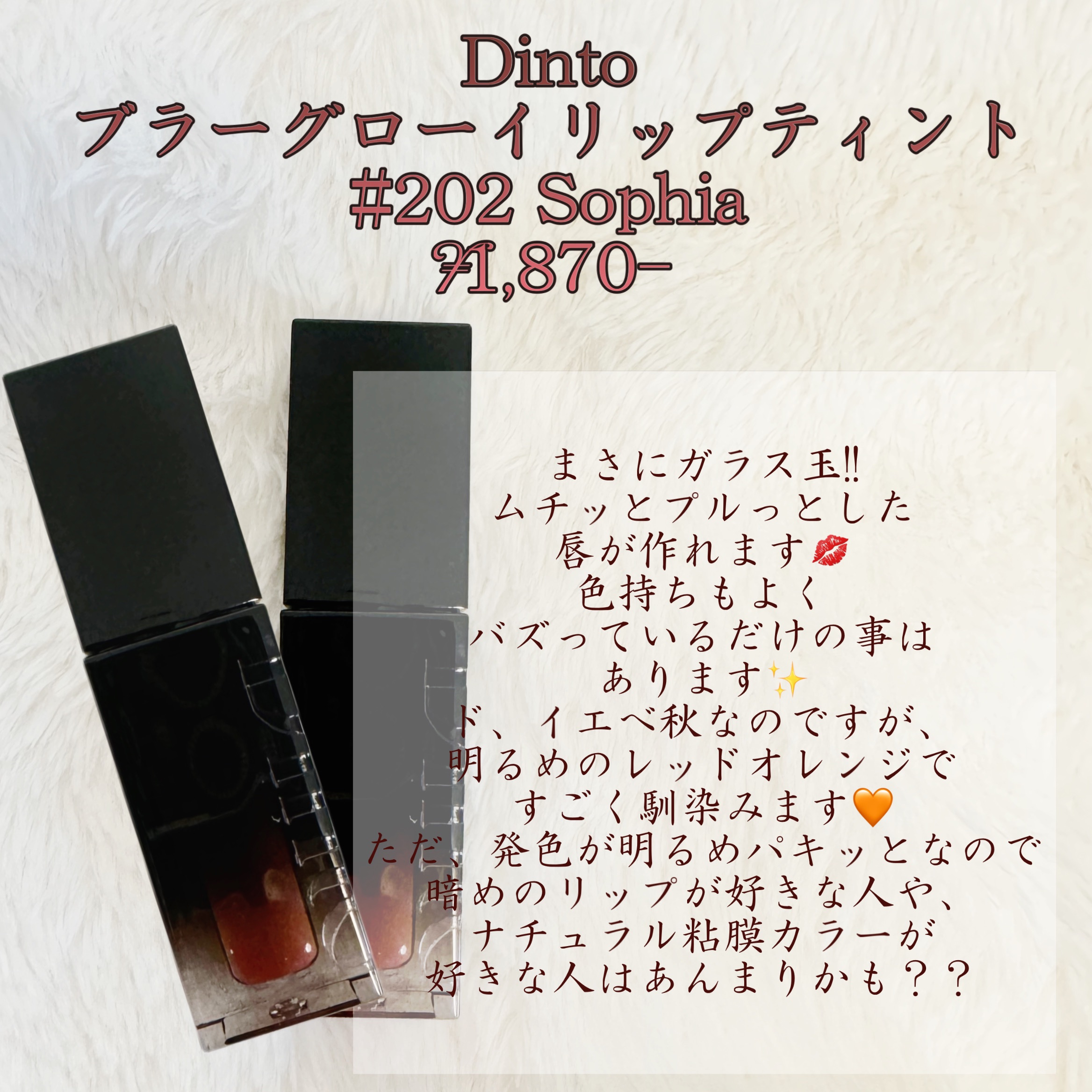 ブラーグロイリップティント 202 ソフィア/Dinto/リップティントを使ったクチコミ（2枚目）