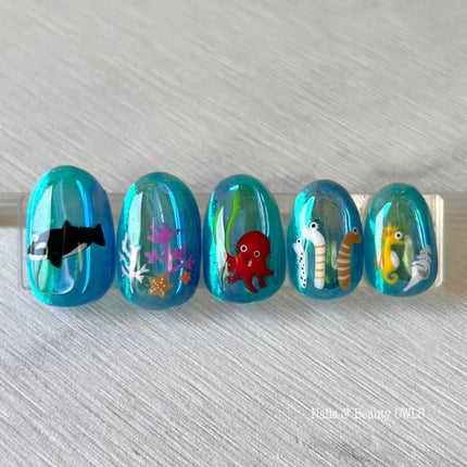 ぴよこれいと あうるす on LIPS 「プチつめさん( @petittsume)の#海ネイル祭りなるも..」(4枚目)