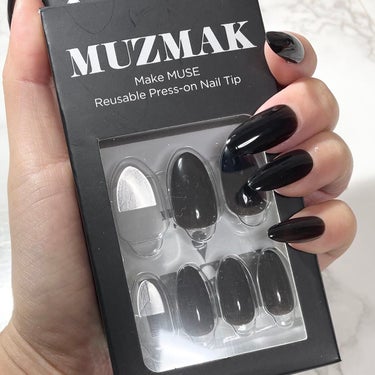 TPUネイルチップ（shape:Almond） 01 ニューブラック（New Black）/Muzmak/ネイルチップ・パーツを使ったクチコミ（1枚目）