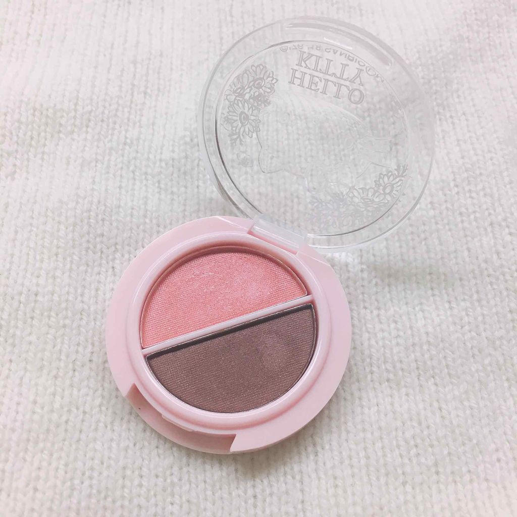 パウダーアイシャドウ ブルーミングキティ/DAISO/アイシャドウパレットを使ったクチコミ（2枚目）