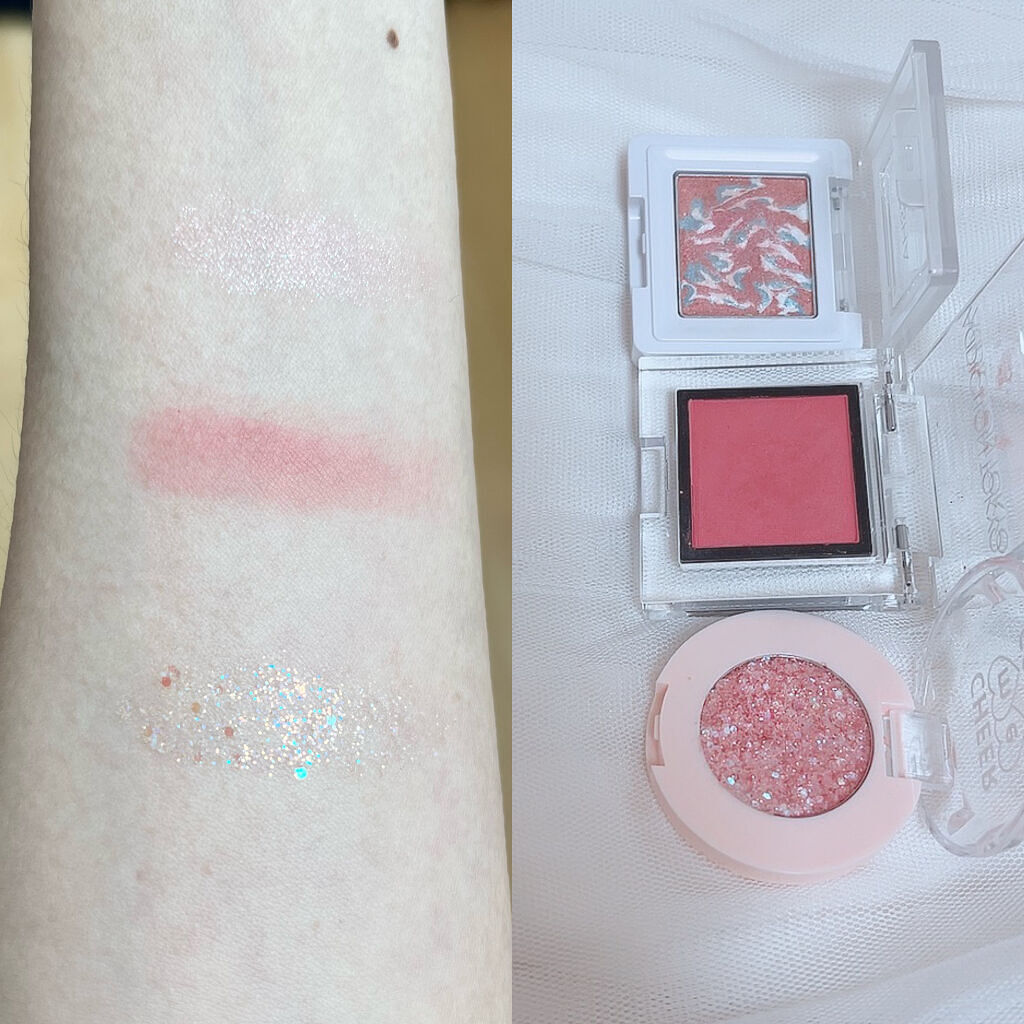 チアミーカラーグリッターアイシャドウ/セリア/グリッターを使ったクチコミ（3枚目）