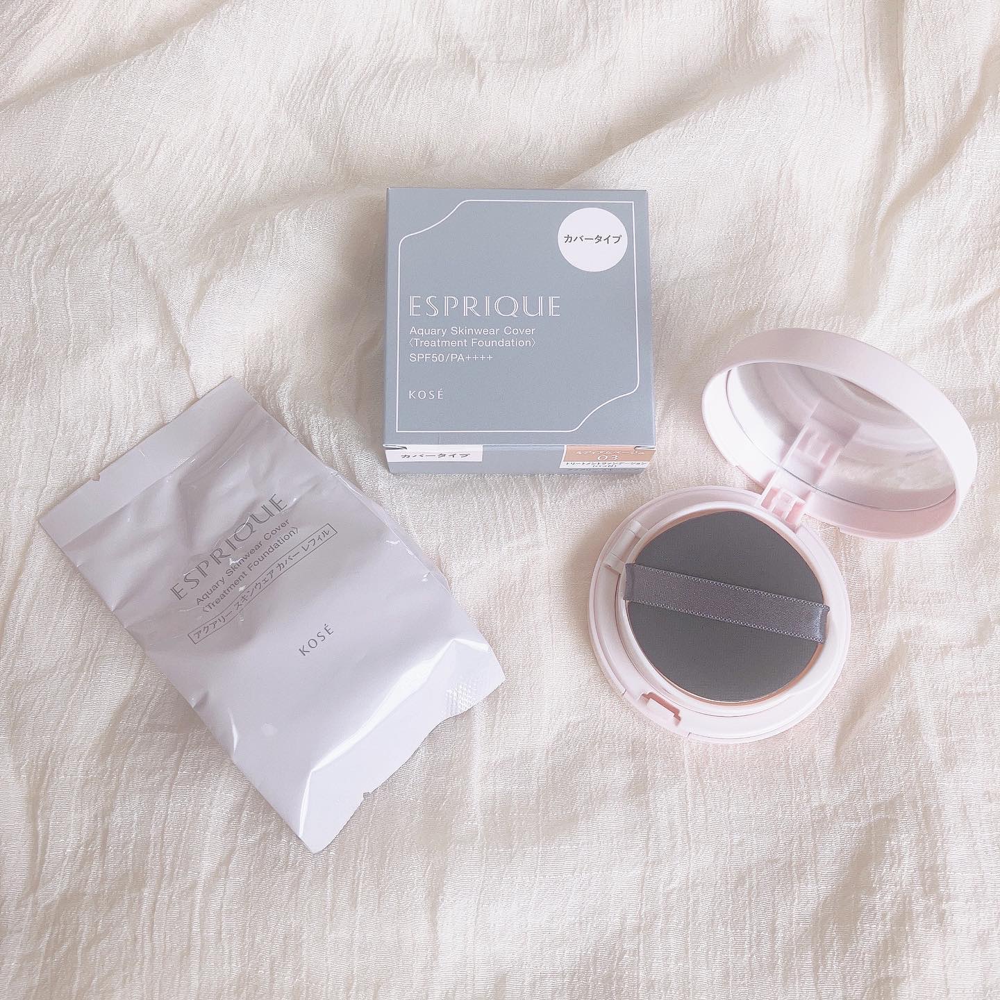 アクアリー スキンウェア カバー 01 ライトベージュ/ESPRIQUE/クッションファンデーションを使ったクチコミ（3枚目）