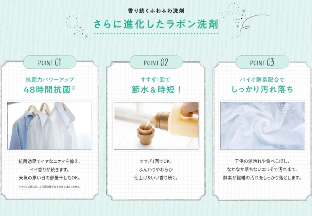 柔軟剤入り洗剤 シャイニームーン/ラボン/柔軟剤を使ったクチコミ（3枚目）