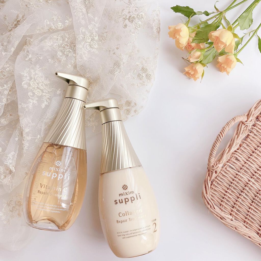 ビタミン リペアシャンプー／コラーゲン リペアヘアトリートメント トリートメント本体440g/mixim suppli/市販シャンプーを使ったクチコミ（1枚目）