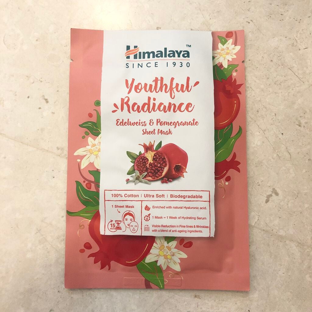 Youthful Radiance Edelweiss & Pomegranate Sheet Mask/Himalaya Herbals/シートマスク・パックを使ったクチコミ(1枚目)