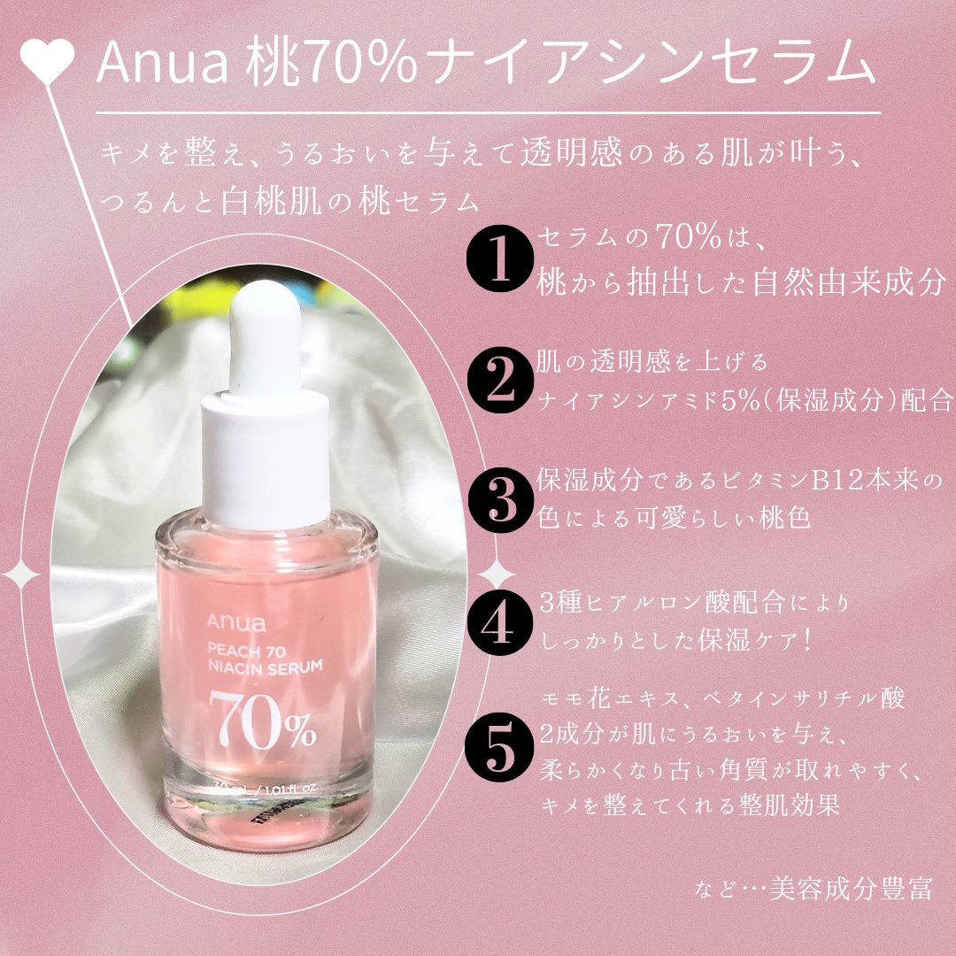 桃70%ナイアシンセラム/Anua/美容液を使ったクチコミ（2枚目）