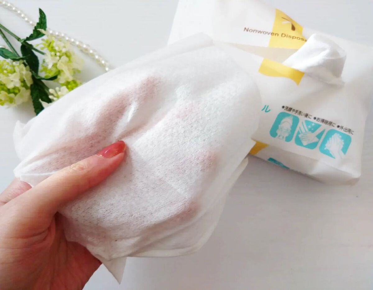 使い捨てやわらか不織布タオル/DAISO/クレンジングタオルを使ったクチコミ（2枚目）