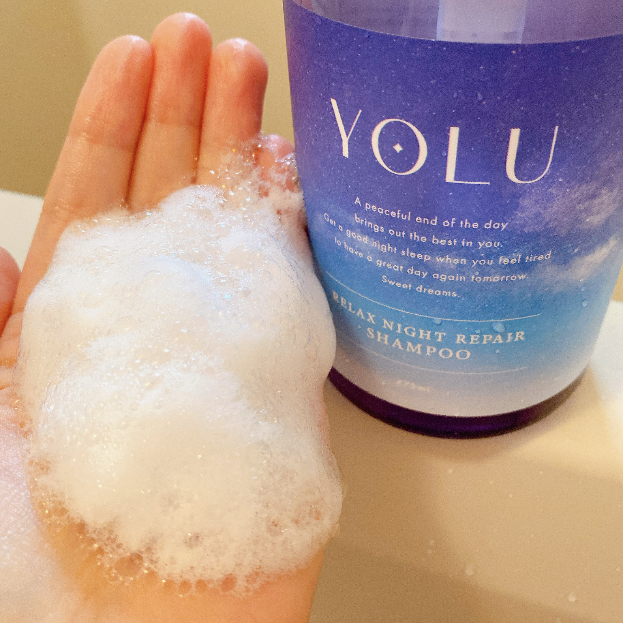 リラックスナイトリペア シャンプー／トリートメント/YOLU/市販シャンプーを使ったクチコミ（3枚目）