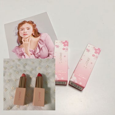 Peach C Easy Matte Lipstick ブロッサムエディションのクチコミ「こんばんは🌇
今回はやっとGETできたら「Peach Cのリップ紹介」です🍑
本当に可愛い！！.....」（2枚目）