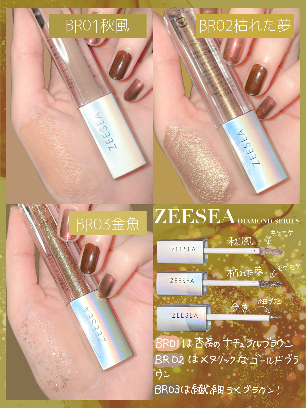 ダイヤモンドシリーズ 星空リキッドアイシャドウ BR 02 枯れた夢/ZEESEA/リキッドアイシャドウを使ったクチコミ（2枚目）