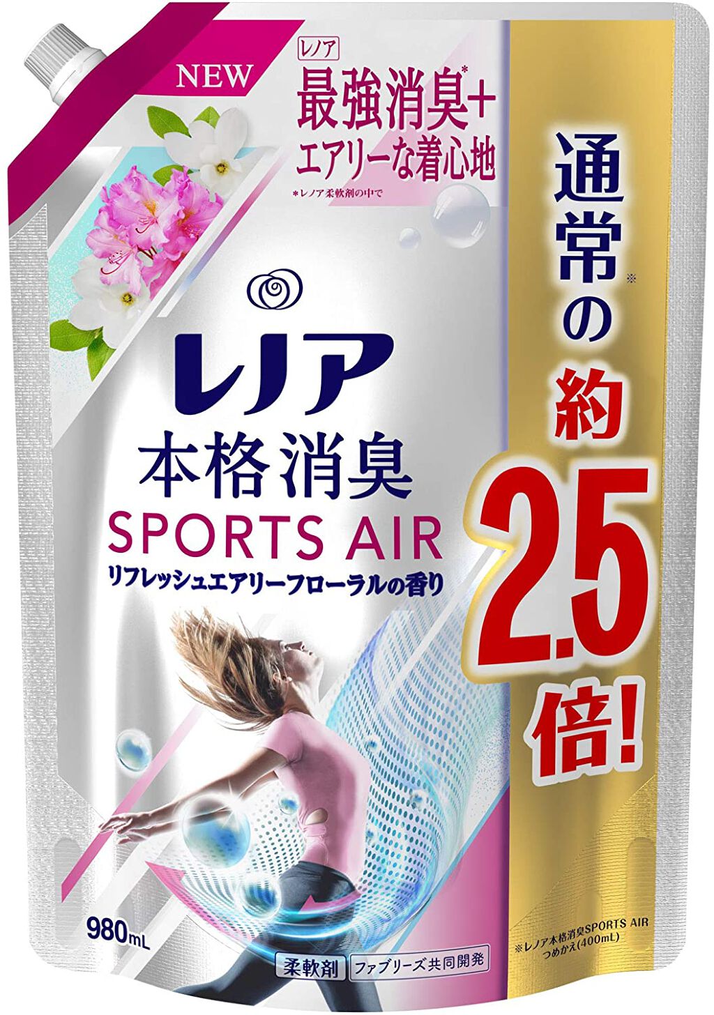 レノア本格消臭スポーツエアー リフレッシュエアリーフローラルの香り 980ml