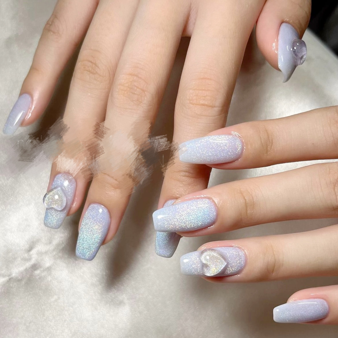 #ユニコーンマグネットネイル,#マグネットネイル,#クリアハートネイル,#ハートネイル,#ブルーネイル,#青ネイル,#夏ネイルのネイルデザイン