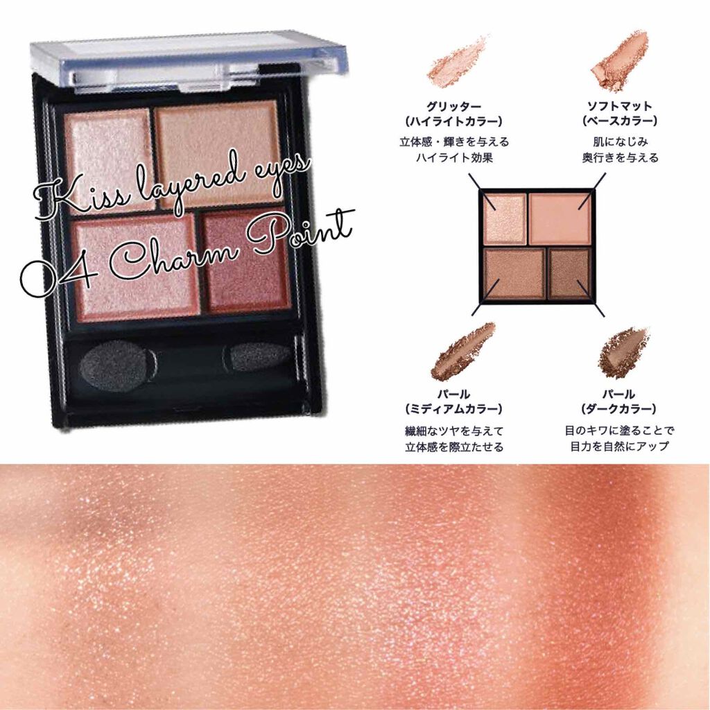 レイヤードアイズ 04 Charm Point/KiSS/アイシャドウパレットを使ったクチコミ（1枚目）