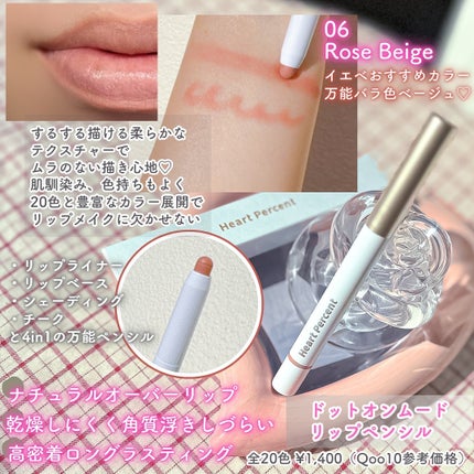 ドットオンムードリップペンシル/Heart Percent/リップライナーを使ったクチコミ(4枚目)