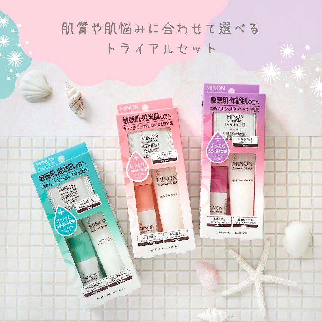 ミノン アミノモイスト 敏感肌・エイジングケアトライアルセット/ミノン/スキンケアキットを使ったクチコミ（1枚目）