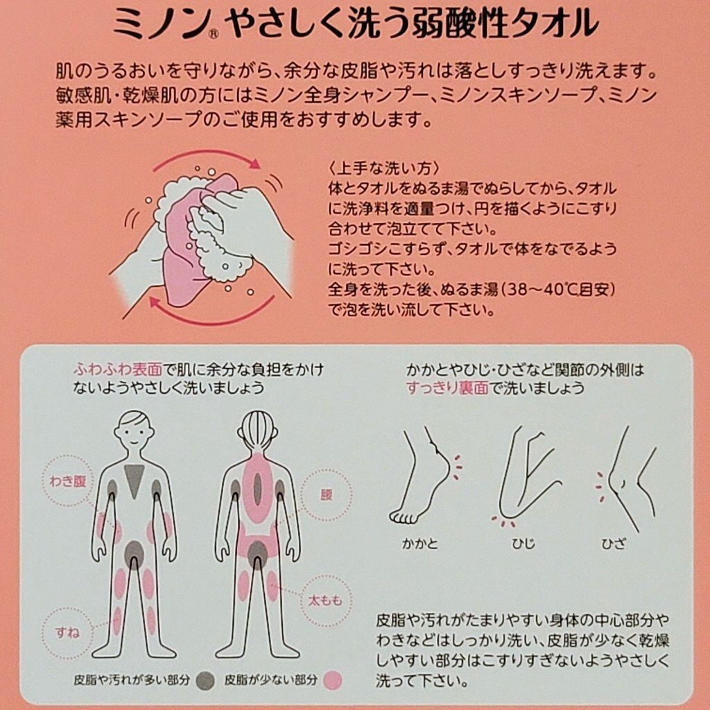 ミノンやさしく洗う弱酸性タオル/ミノン/バスグッズを使ったクチコミ(2枚目)