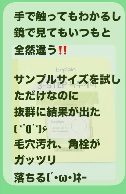 緑豆毛穴クレイパック/beplain/洗い流すパック・マスクを使ったクチコミ(3枚目)