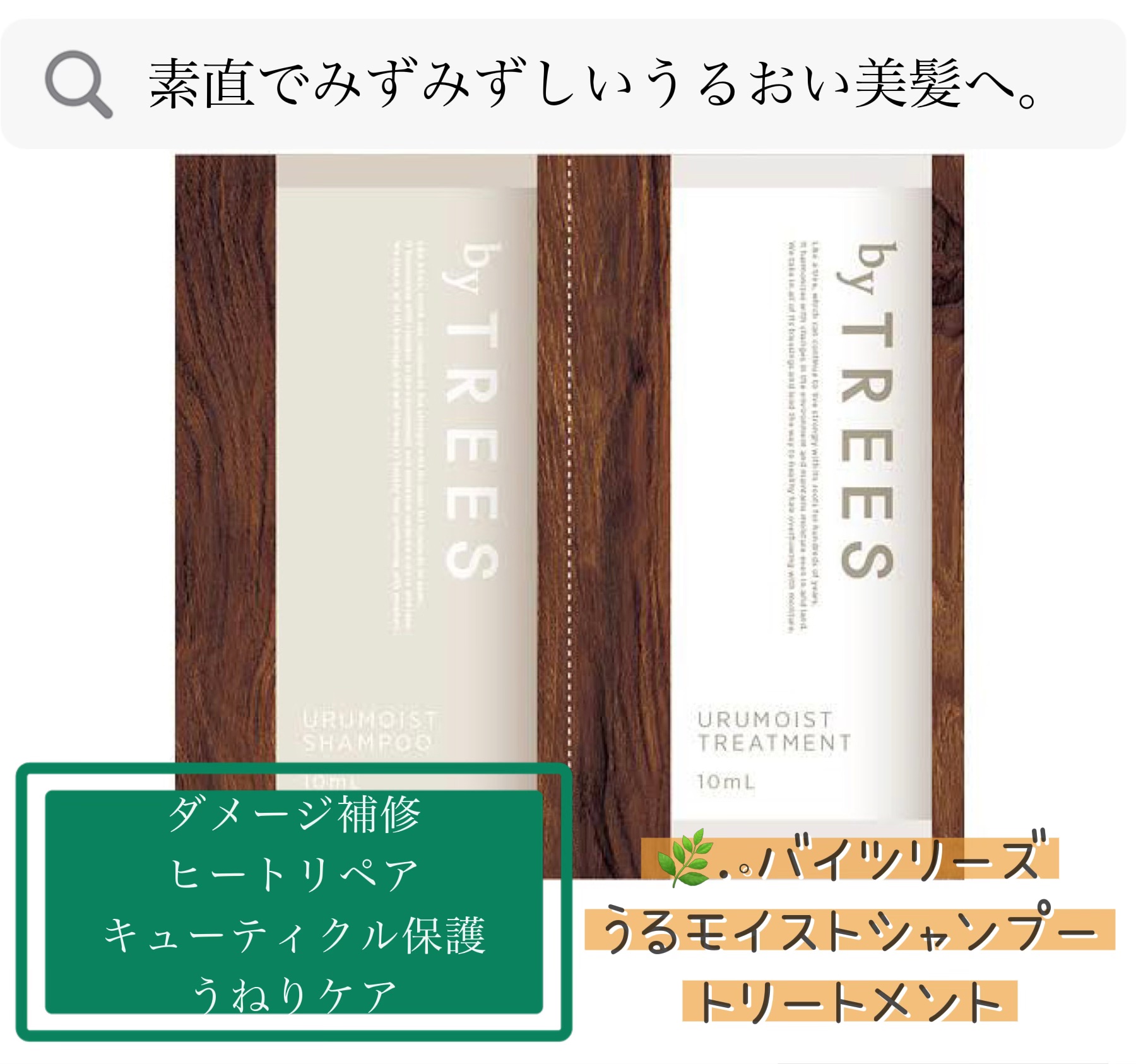 うるモイストシャンプー／トリートメント/byTREES/市販シャンプーを使ったクチコミ（1枚目）