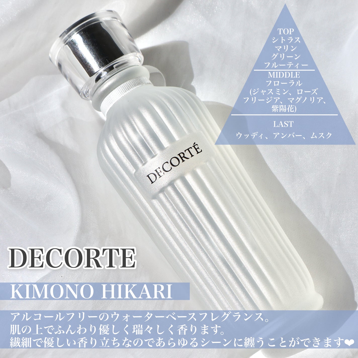 試してみた】キモノ ヒカリ ウォーターコロン DECORTÉのリアルな 試してみた】キモノ ヒカリ ウォーターコロン DECORTÉのリアルな
