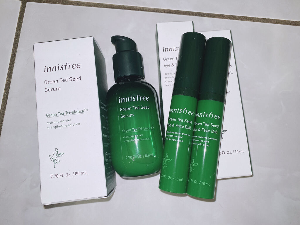 グリーンティーシード アイ＆フェイスボール/innisfree/美容液を使ったクチコミ（2枚目）