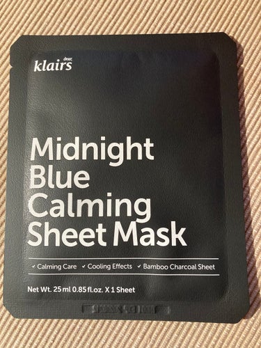 ミッドナイトブルーカーミングシートマスク(25ml)/Klairs/シートマスク・パックを使ったクチコミ（1枚目）