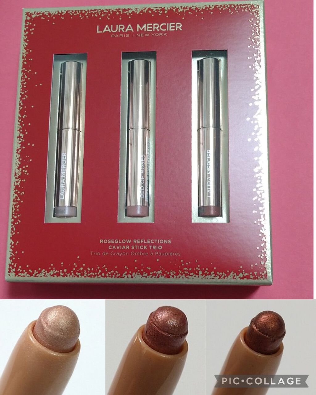 ローズグロウ リフレクションズ キャビアスティック トリオ/ローラ メルシエ/スティックアイシャドウを使ったクチコミ（2枚目）