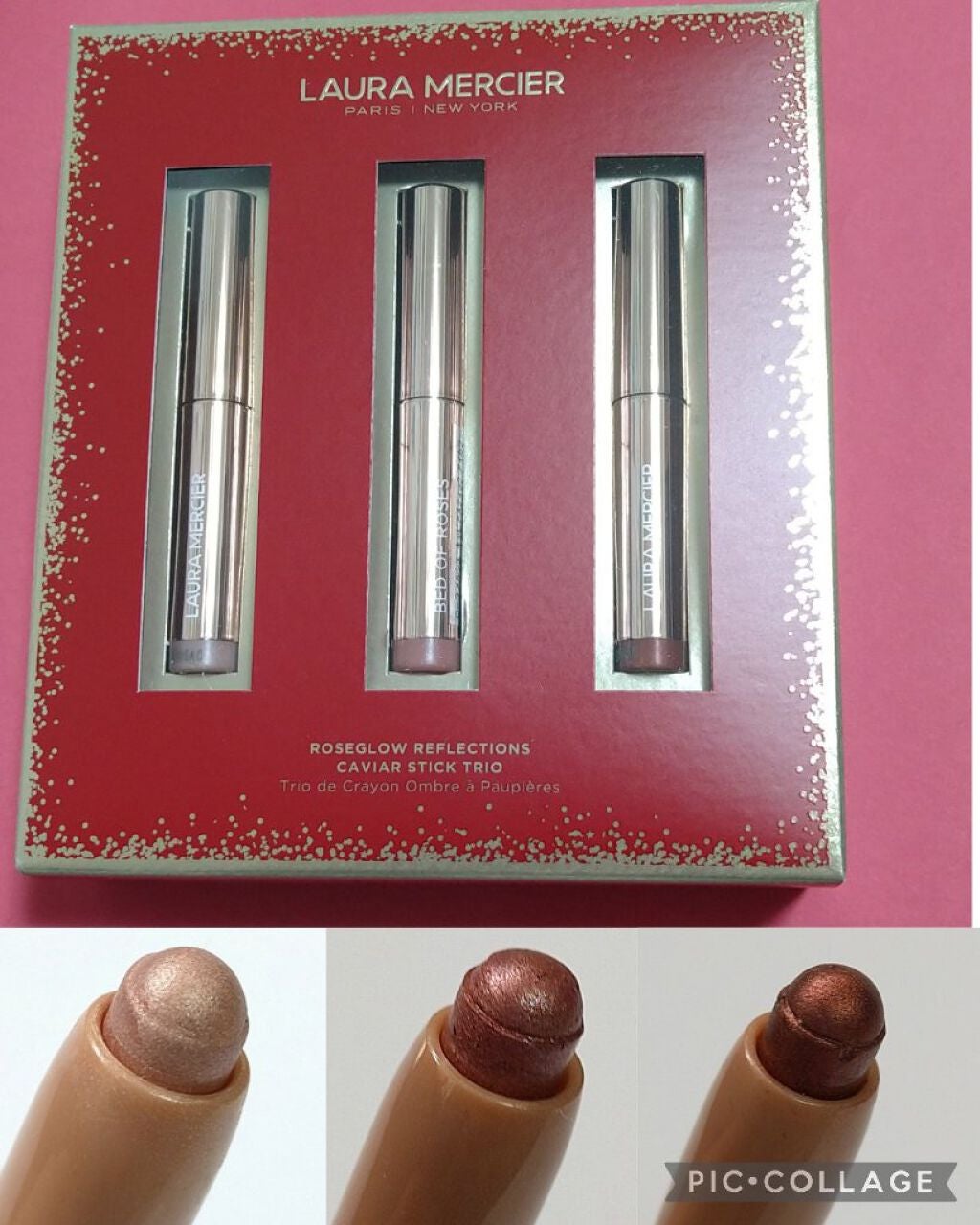 ローズグロウ リフレクションズ キャビアスティック トリオ/ローラ メルシエ/スティックアイシャドウを使ったクチコミ(2枚目)