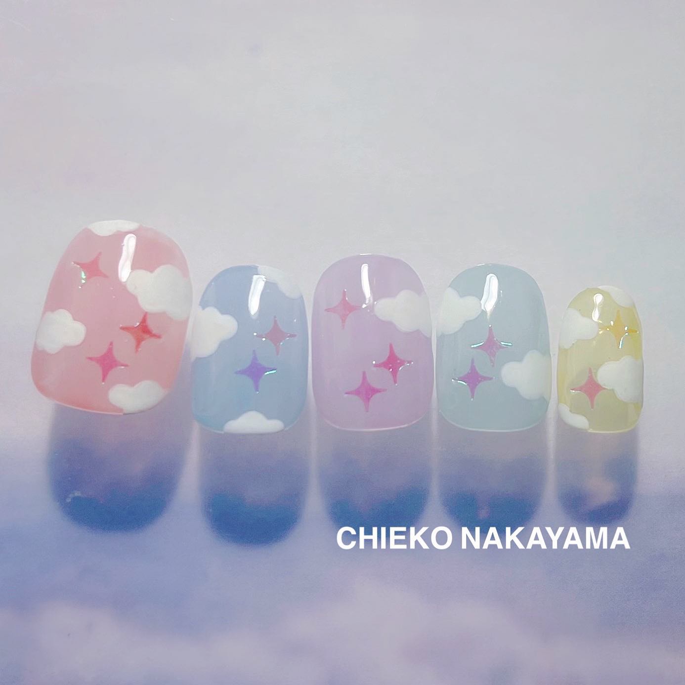 #ネイル,#ゆめかわネイル,#かわいいネイル,#雲ネイルのネイルデザイン