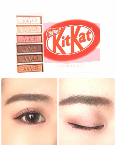 🌟KitKatパレットでメイク🌟
ピンクメイクをしてみました！
 思わずパケ買いした商品です😆

いつも通りマット肌に仕上げてからこのシャドウを使ったら発色が弱いなと感じたので、シャドウプライマーなどを