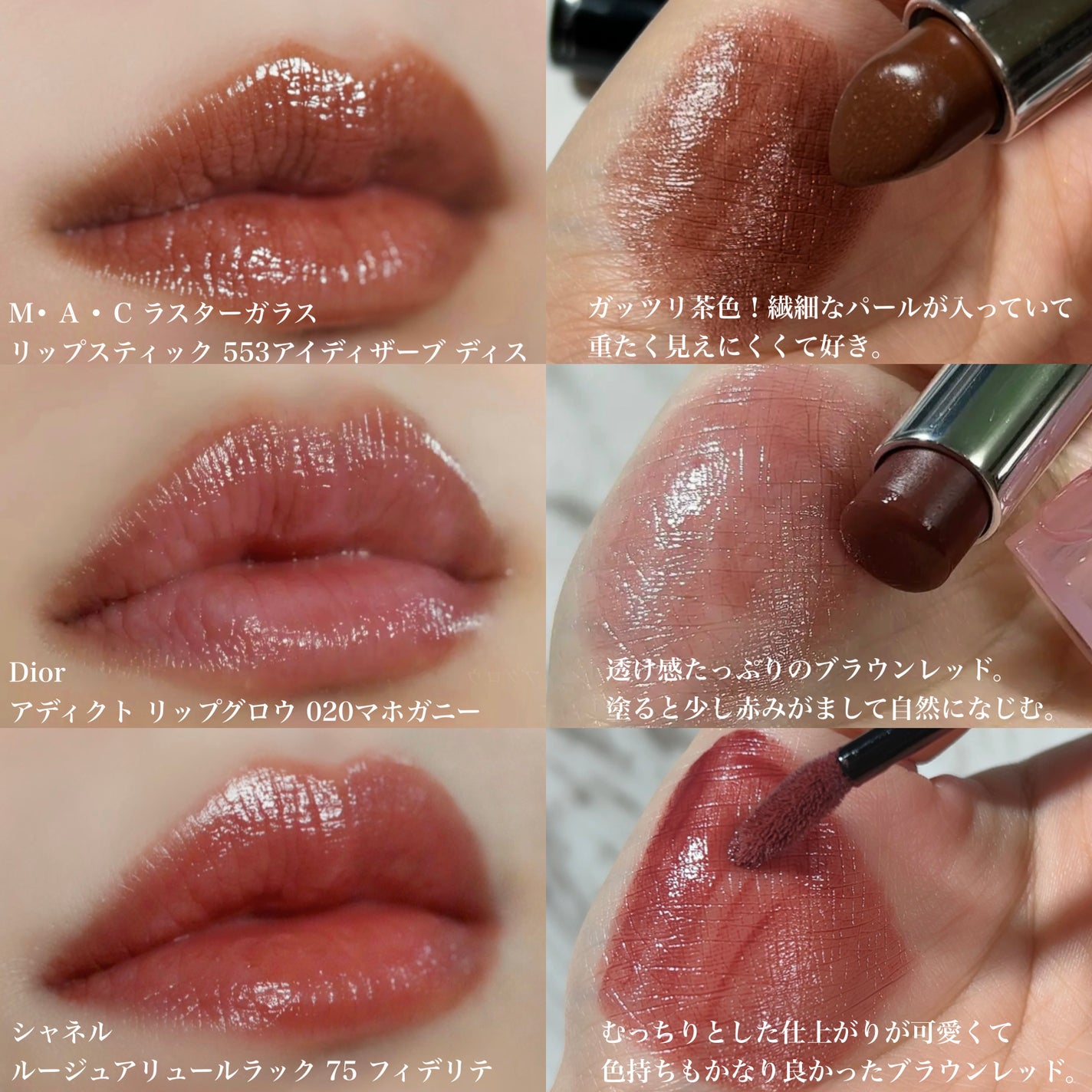 CHANEL・Dior・M・A・C・Laka・Fujiko・primeraの口紅・グロス CHANEL・Dior・M・A・C・Laka・Fujiko・primeraの口紅・グロス