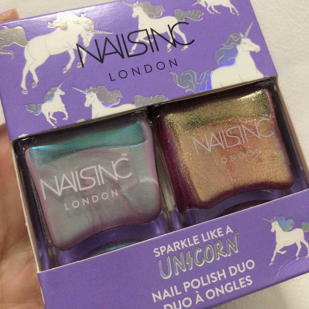 nails inc. スパークル ライク ア ユニコーン ネイルポリッシュデュオのクチコミ「ユニコーン ネイルって貝殻みたいで可愛いよね🐚💕
夏って感じ🏖

薬指はユニコーンカラーの上か.....」（2枚目）