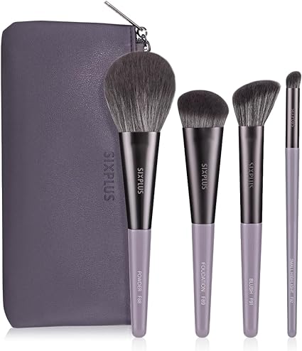 SIXPLUS 藤紫色メイクブラシ4本セット