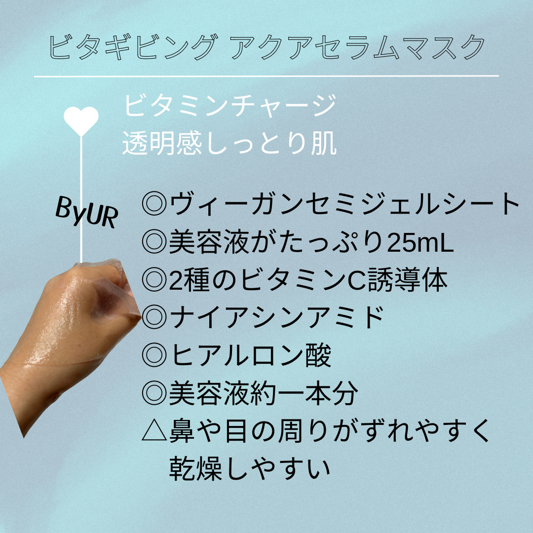 ビタギビング アクアセラムマスク/ByUR/シートマスク・パックを使ったクチコミ（2枚目）