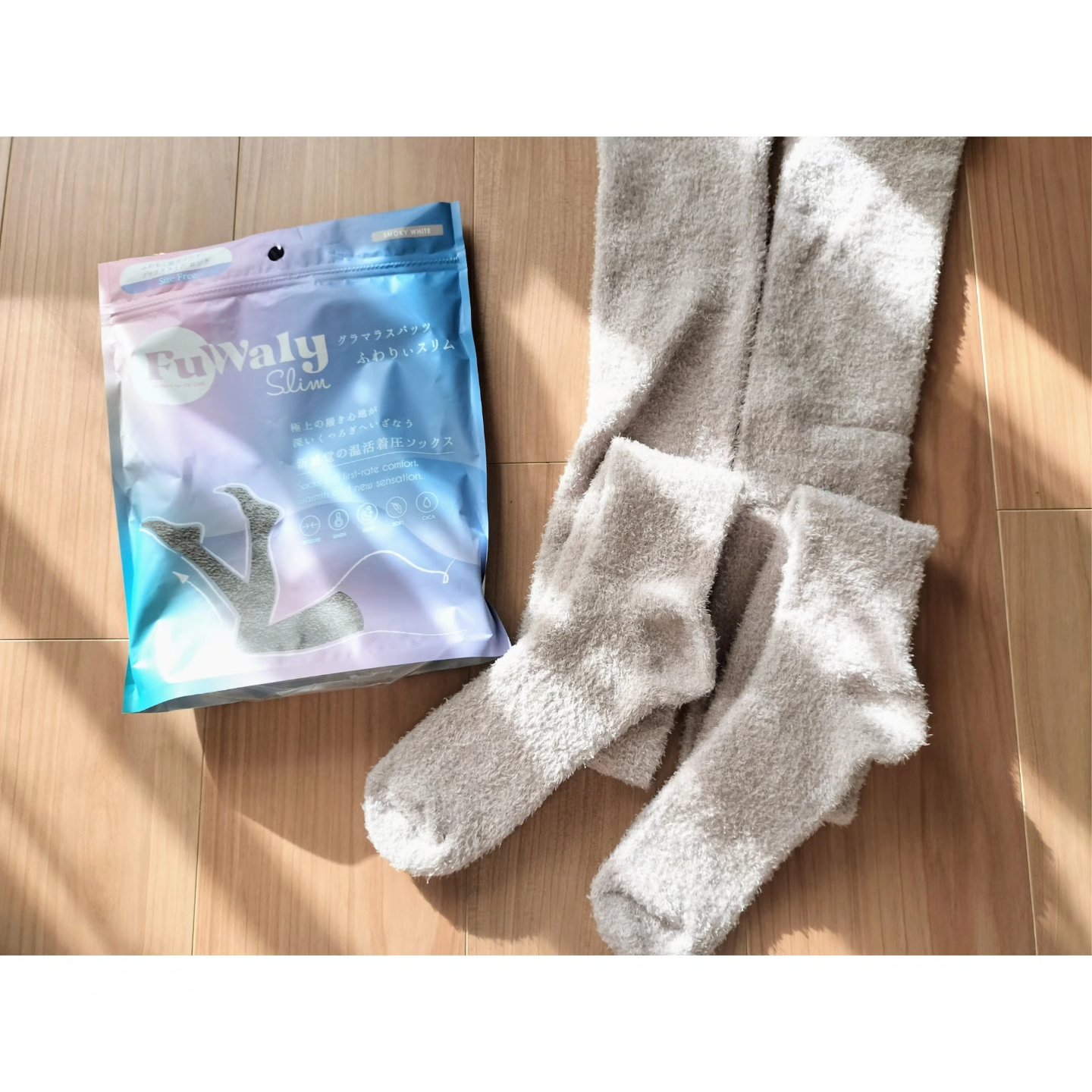 FuWaly Slim ソックスタイプロング スモーキーホワイト/グラマラスパッツシリーズ/着圧ソックス・レギンスを使ったクチコミ（2枚目）