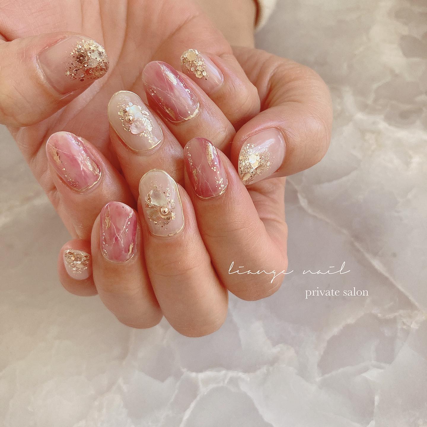 #リアンジェネイル,#柏ネイル,#ネイル,#ニュアンスネイル,#大人ニュアンスネイル,#シェルネイル,#ミラーネイル,#天然石ネイルのネイルデザイン