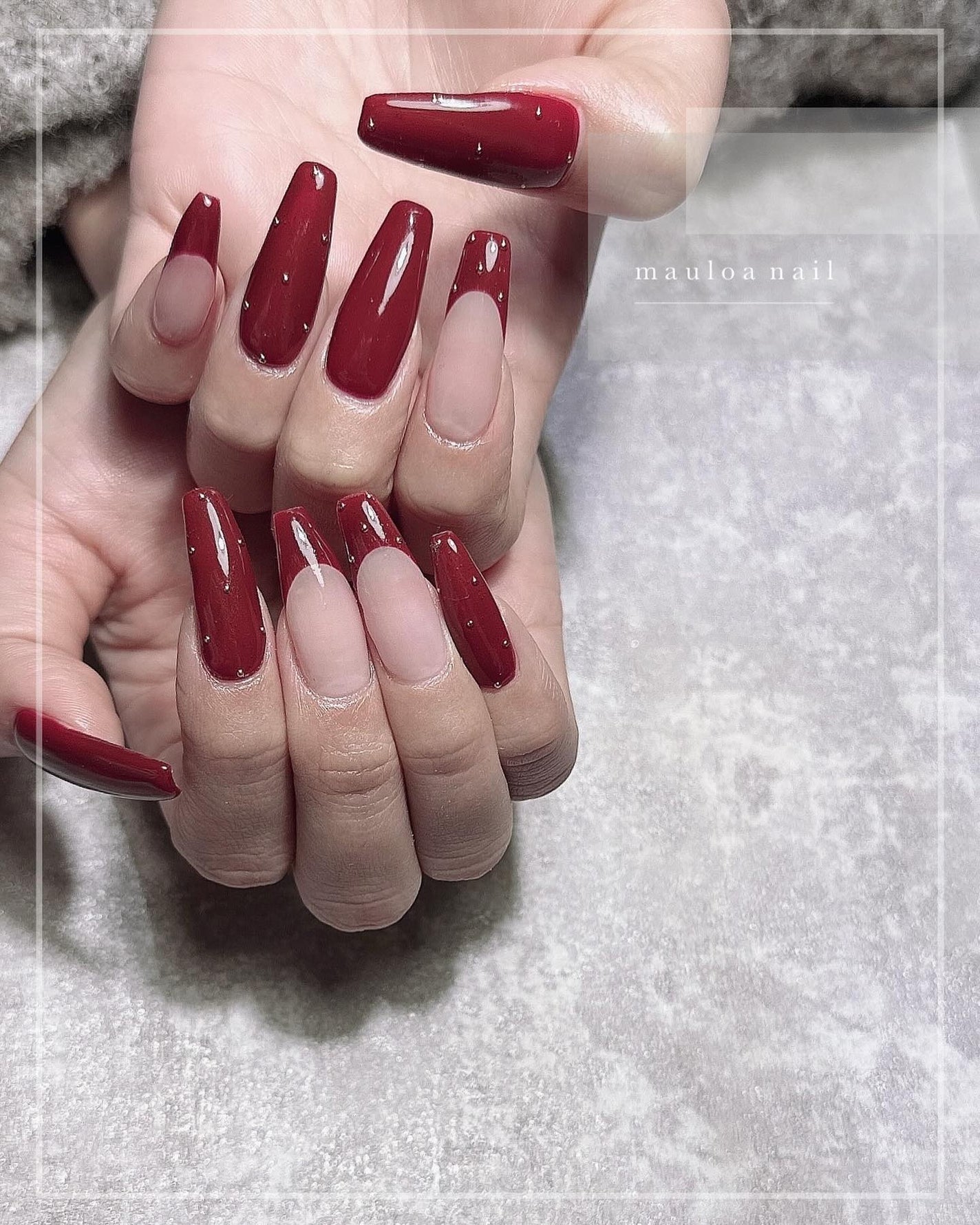 mauloa_nail on LIPS 「・ボルドーフレンチ❤️いつもありがとうございます😝✨・ネイルや..」(1枚目)