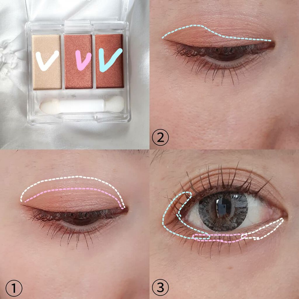 WHY NOT SPINNS 3色アイシャドウ/DAISO/アイシャドウパレットを使ったクチコミ（3枚目）