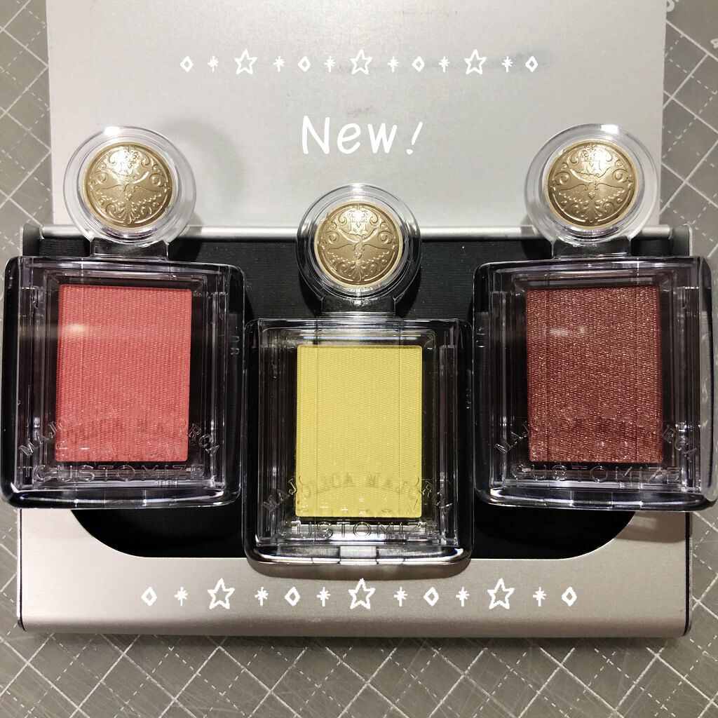 Beauty glazed Pressed Powder Eye Shadow PEACHのクチコミ「はじめてのマジョマジョ
ワンカラーシャドウ3色は
情熱とカナリヤとすずめ、となりました(^^).....」（1枚目）