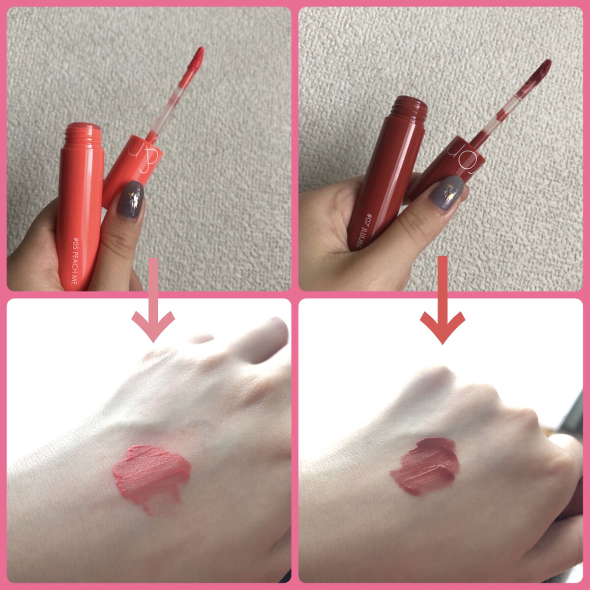 ジューシーラスティングティント/rom&nd/リップティントを使ったクチコミ（2枚目）