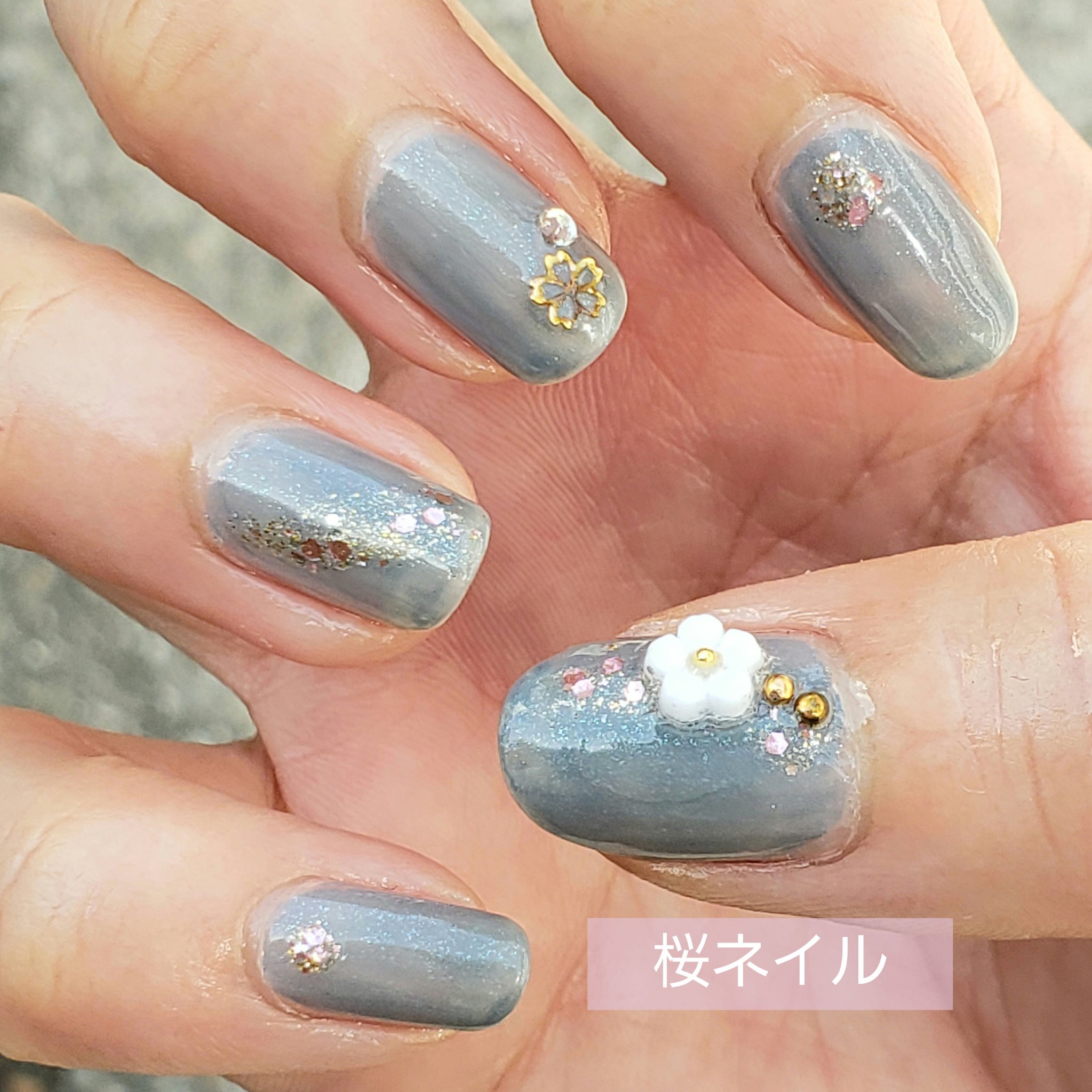 #セルフネイル,#桜ネイルのネイルデザイン