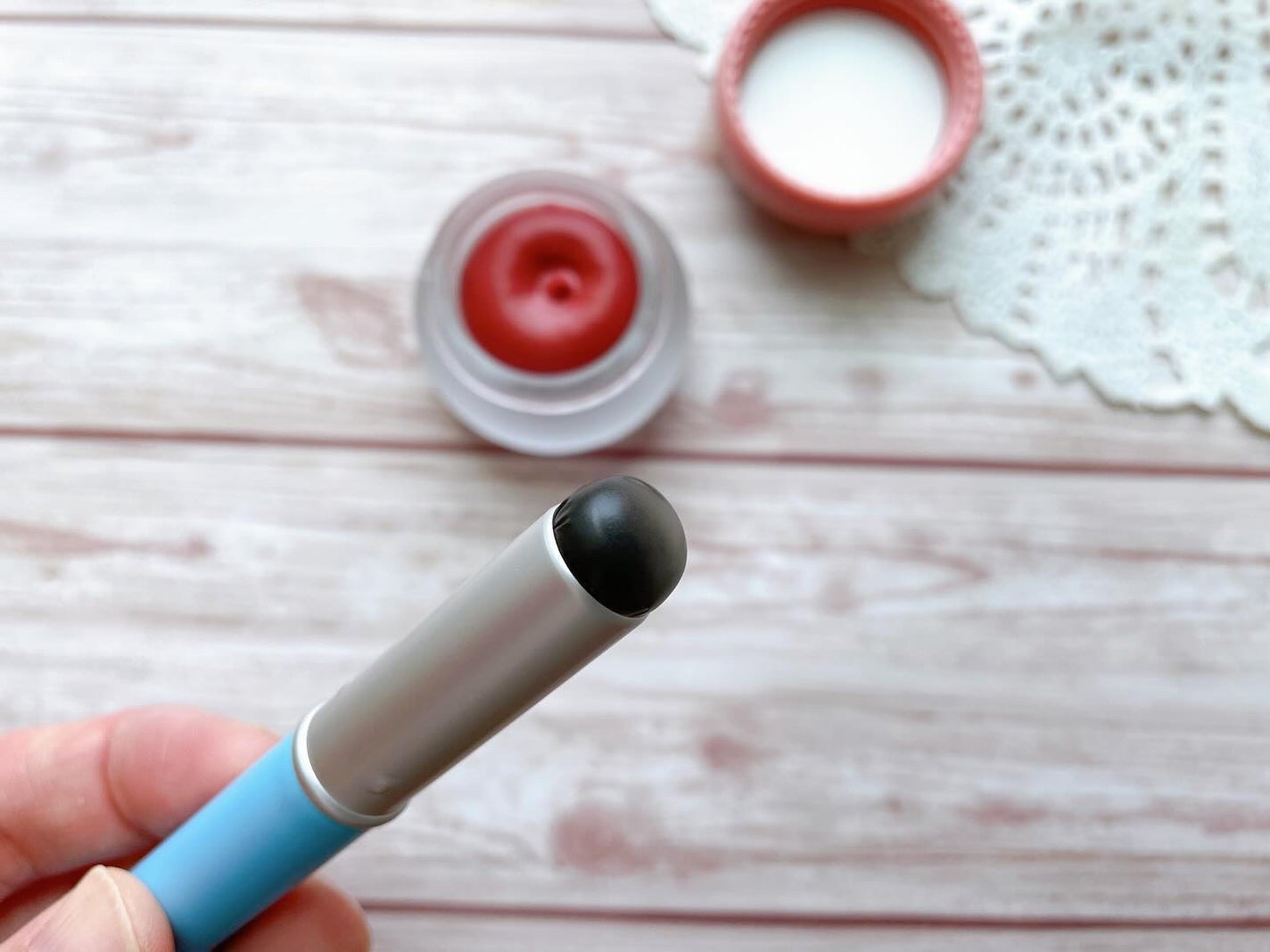 リップアンドチーク ブラーリープリンポット/fwee/口紅を使ったクチコミ(4枚目)